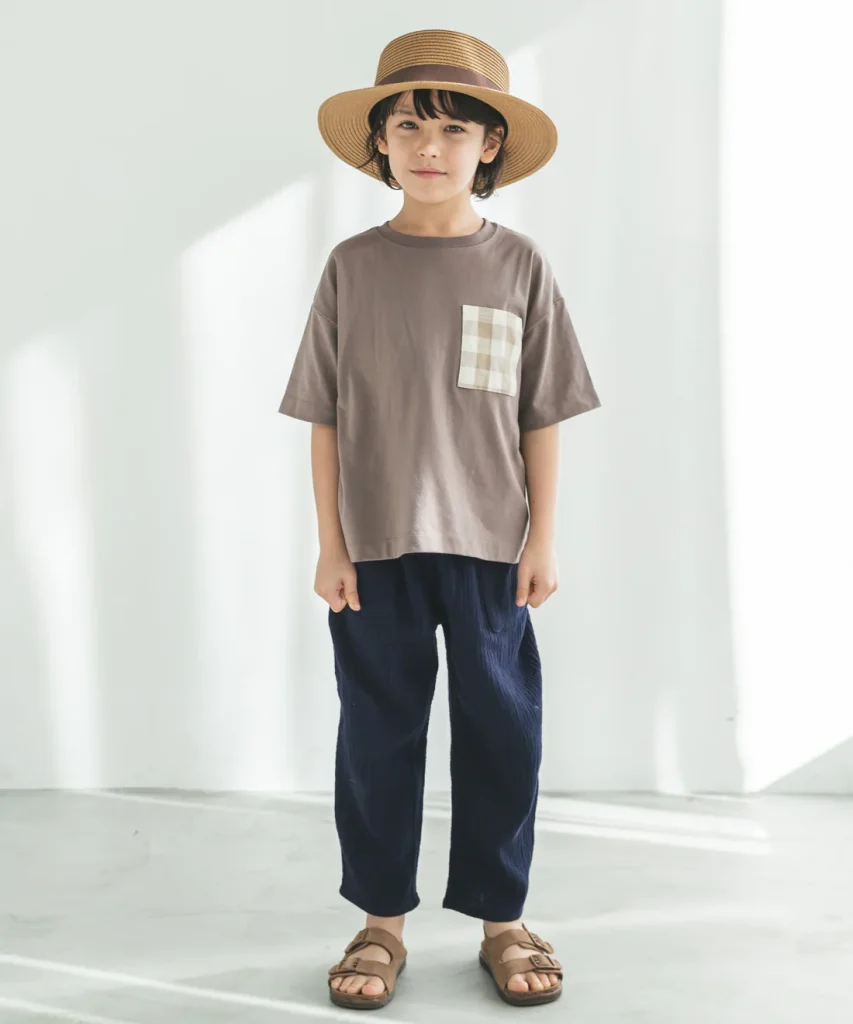ペアマノンのギンガムチェック柄ポケット付きTシャツ