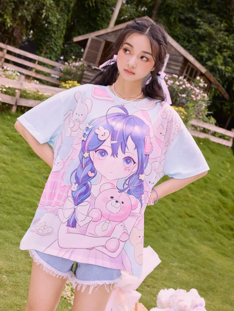 SHEINのROMWE漫画グラフィックビッグTシャツ